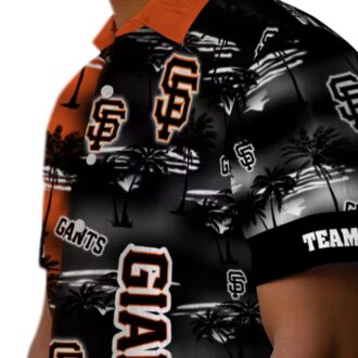 Custom MLB San Francisco Giants Hawaiian Shirt - Orange Palm Silhouettes Summer Shirt
