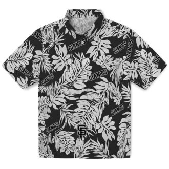 Giants Hawaiian Shirt for MLB Fans - Black Monstera Leaf Tropical Game Day Look