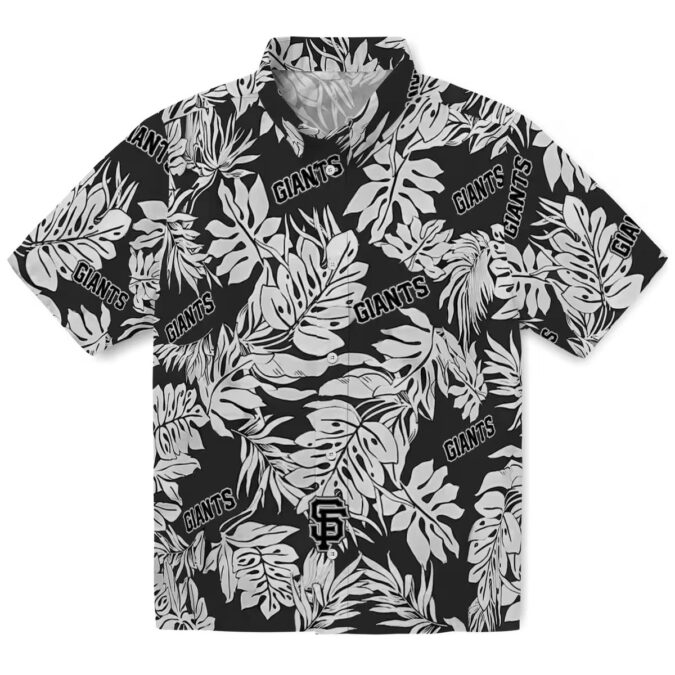 Giants Hawaiian Shirt for MLB Fans - Black Monstera Leaf Tropical Game Day Look