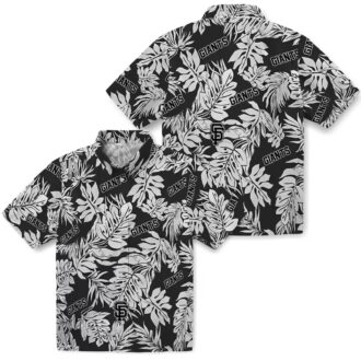 Giants Hawaiian Shirt for MLB Fans - Black Monstera Leaf Tropical Game Day Look