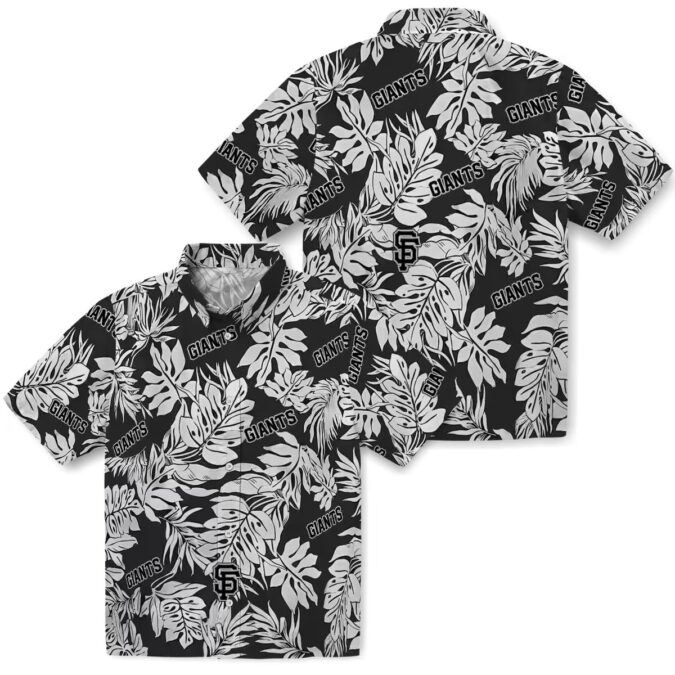 Giants Hawaiian Shirt for MLB Fans - Black Monstera Leaf Tropical Game Day Look