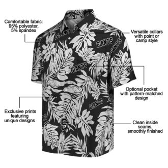 Giants Hawaiian Shirt for MLB Fans - Black Monstera Leaf Tropical Game Day Look