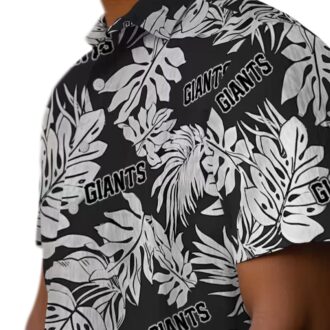 Giants Hawaiian Shirt for MLB Fans - Black Monstera Leaf Tropical Game Day Look