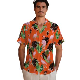 Limited Edition San Francisco Giants Orange Flamingo Leaf Hawaiian Shirt for Summer