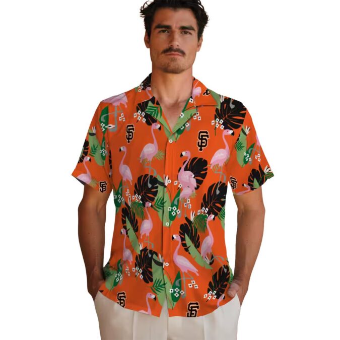 Limited Edition San Francisco Giants Orange Flamingo Leaf Hawaiian Shirt for Summer