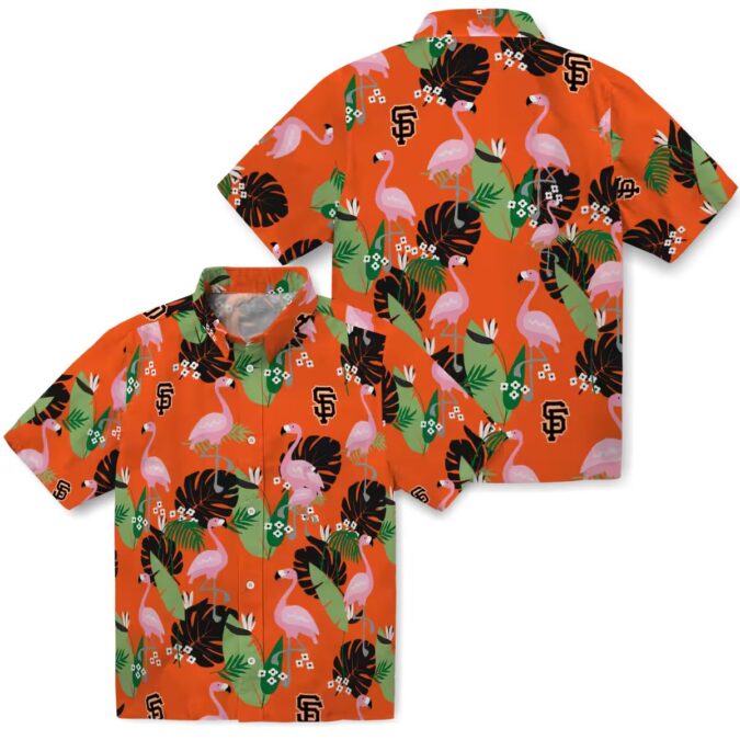 Limited Edition San Francisco Giants Orange Flamingo Leaf Hawaiian Shirt for Summer