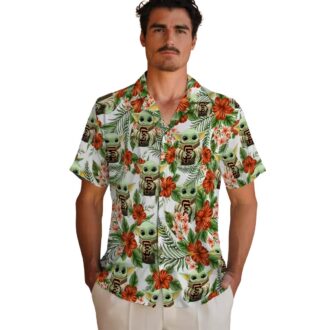 Men's San Francisco Giants Hawaiian Shirt with Tropical Green Yoda Print, MLB Fan Gear
