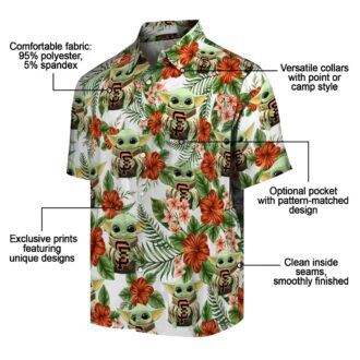 Men's San Francisco Giants Hawaiian Shirt with Tropical Green Yoda Print, MLB Fan Gear