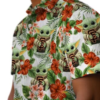 Men's San Francisco Giants Hawaiian Shirt with Tropical Green Yoda Print, MLB Fan Gear
