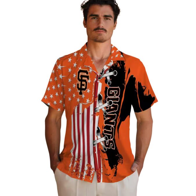 Men's San Francisco Giants Orange Flag Hawaiian Shirt - Lightweight MLB Summer Button Up