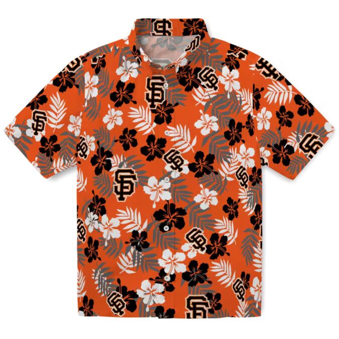 Men's San Francisco Giants Orange Tropical Hawaiian Shirt - MLB Floral Beach Party Shirt