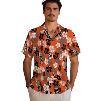 Men's San Francisco Giants Orange Tropical Hawaiian Shirt - MLB Floral Beach Party Shirt