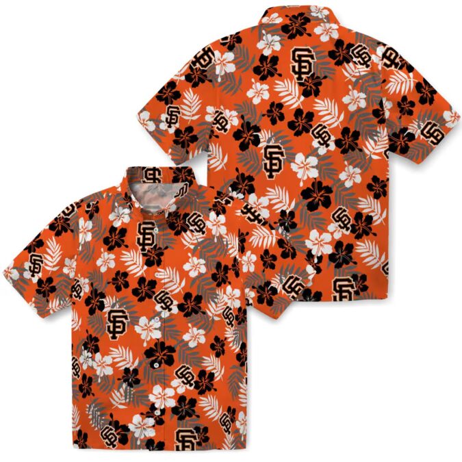 Men's San Francisco Giants Orange Tropical Hawaiian Shirt - MLB Floral Beach Party Shirt