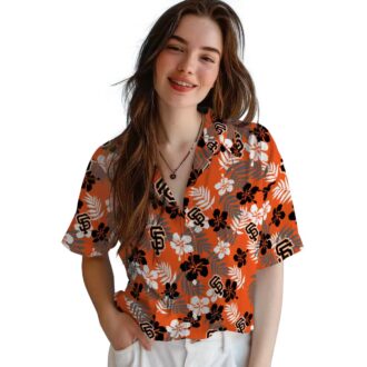 Men's San Francisco Giants Orange Tropical Hawaiian Shirt - MLB Floral Beach Party Shirt