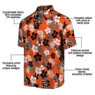 Men's San Francisco Giants Orange Tropical Hawaiian Shirt - MLB Floral Beach Party Shirt