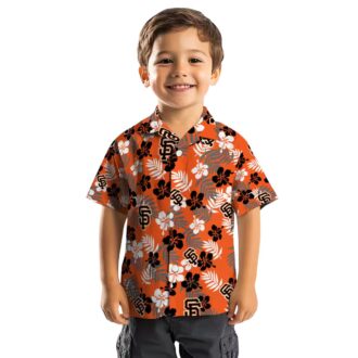 Men's San Francisco Giants Orange Tropical Hawaiian Shirt - MLB Floral Beach Party Shirt