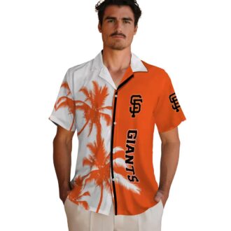 Men's San Francisco Giants Palm Tree Hawaiian Shirt - Tropical Orange White MLB Fan Apparel
