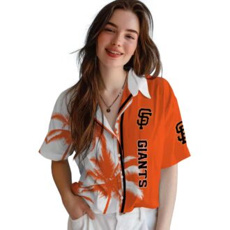 Men's San Francisco Giants Palm Tree Hawaiian Shirt - Tropical Orange White MLB Fan Apparel