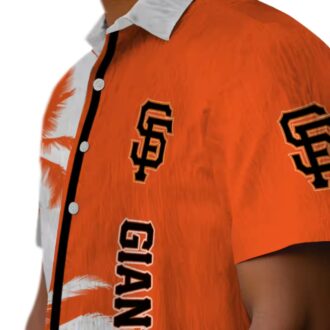Men's San Francisco Giants Palm Tree Hawaiian Shirt - Tropical Orange White MLB Fan Apparel