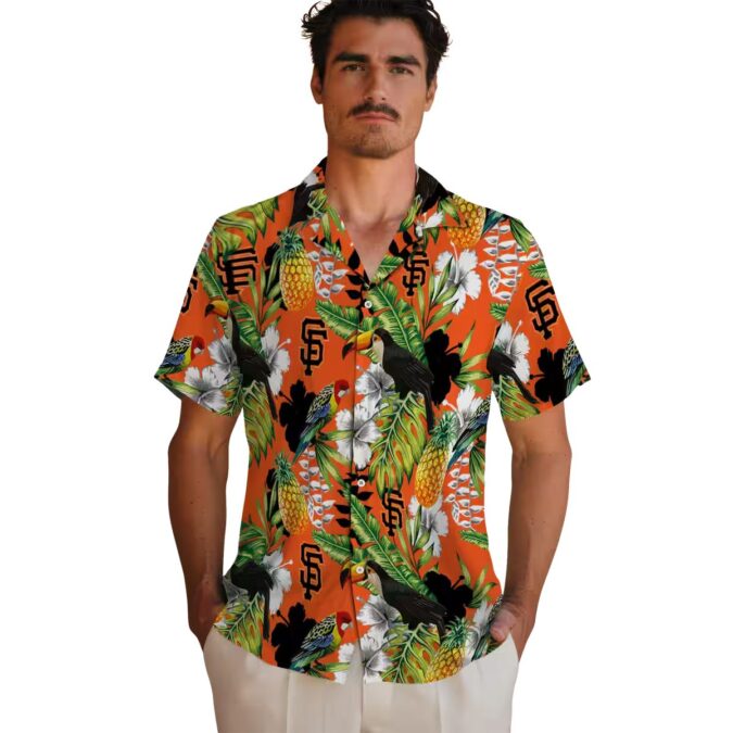 MLB San Francisco Giants Aloha Shirt - Orange Green Toucan Summer Baseball Top