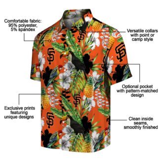 MLB San Francisco Giants Aloha Shirt - Orange Green Toucan Summer Baseball Top