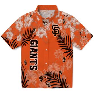 MLB San Francisco Giants Hibiscus Print Hawaiian Shirt - Orange Summer Resort Shirt