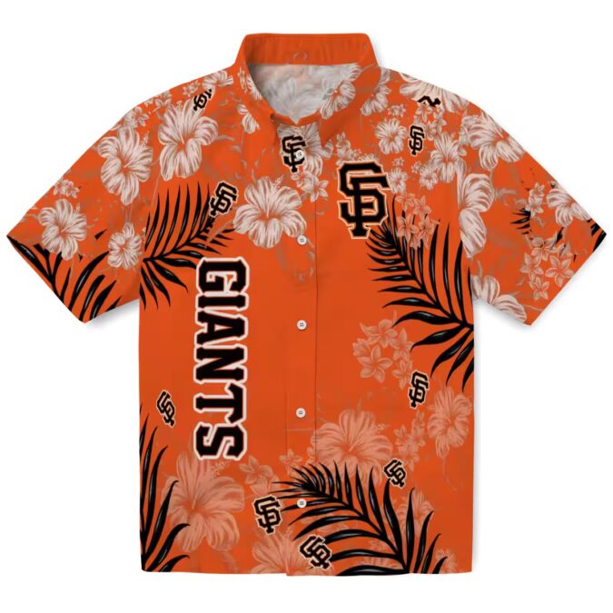 MLB San Francisco Giants Hibiscus Print Hawaiian Shirt - Orange Summer Resort Shirt