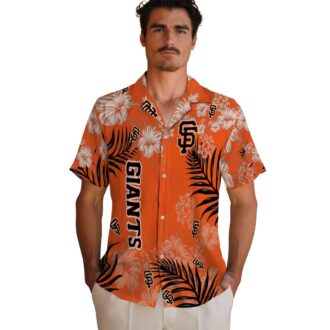 MLB San Francisco Giants Hibiscus Print Hawaiian Shirt - Orange Summer Resort Shirt