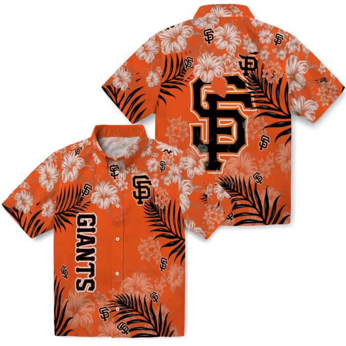 MLB San Francisco Giants Hibiscus Print Hawaiian Shirt - Orange Summer Resort Shirt
