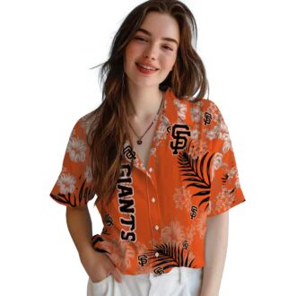 MLB San Francisco Giants Hibiscus Print Hawaiian Shirt - Orange Summer Resort Shirt