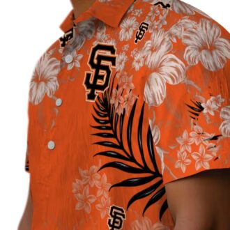 MLB San Francisco Giants Hibiscus Print Hawaiian Shirt - Orange Summer Resort Shirt