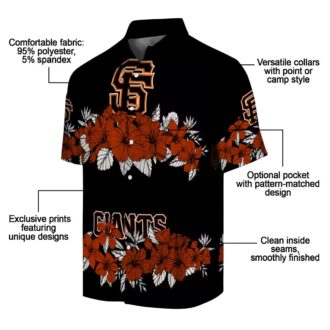 MLB San Francisco Giants Orange Black Hawaiian Shirt with Hibiscus Stripe Design