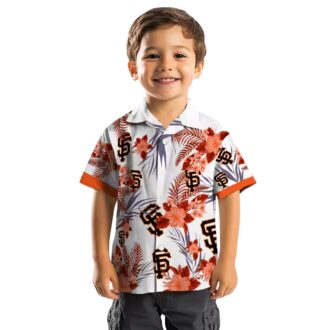 MLB San Francisco Giants Patriotic Hibiscus Hawaiian Shirt - Orange White Summer Baseball Shirt