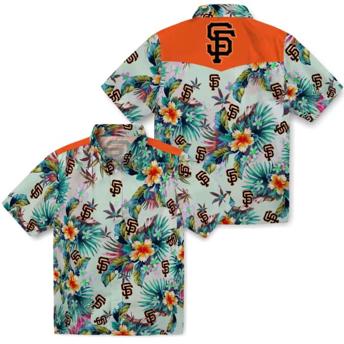 MLB San Francisco Giants Tropical Hawaiian Aloha Shirt - Green Foliage Summer Wear