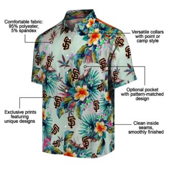 MLB San Francisco Giants Tropical Hawaiian Aloha Shirt - Green Foliage Summer Wear