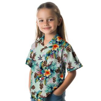 MLB San Francisco Giants Tropical Hawaiian Aloha Shirt - Green Foliage Summer Wear
