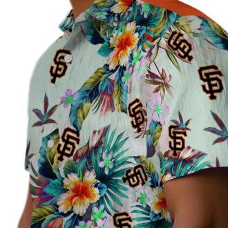 MLB San Francisco Giants Tropical Hawaiian Aloha Shirt - Green Foliage Summer Wear