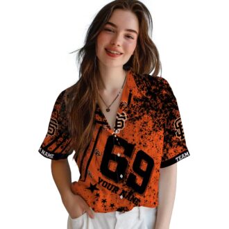 Official San Francisco Giants Orange Aloha Shirt - Star Stripes Summer Baseball Shirt