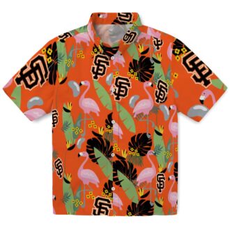 Official San Francisco Giants Orange Flamingo Hawaiian Shirt - Summer Baseball Fan Apparel