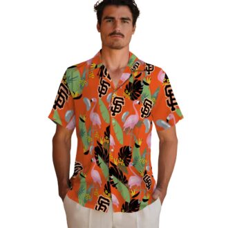 Official San Francisco Giants Orange Flamingo Hawaiian Shirt - Summer Baseball Fan Apparel