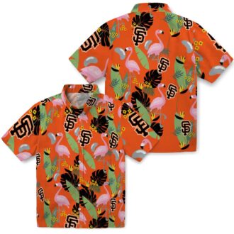 Official San Francisco Giants Orange Flamingo Hawaiian Shirt - Summer Baseball Fan Apparel