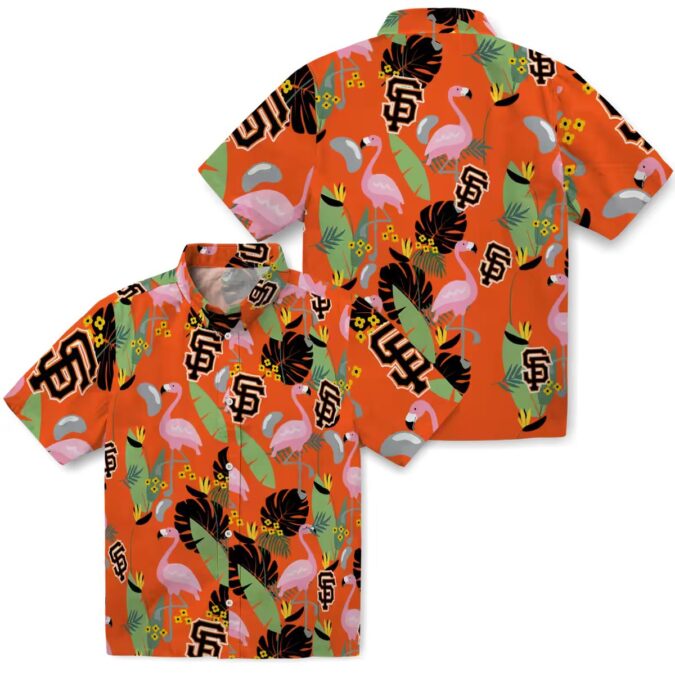 Official San Francisco Giants Orange Flamingo Hawaiian Shirt - Summer Baseball Fan Apparel