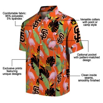 Official San Francisco Giants Orange Flamingo Hawaiian Shirt - Summer Baseball Fan Apparel