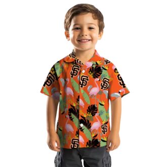 Official San Francisco Giants Orange Flamingo Hawaiian Shirt - Summer Baseball Fan Apparel