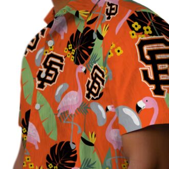 Official San Francisco Giants Orange Flamingo Hawaiian Shirt - Summer Baseball Fan Apparel