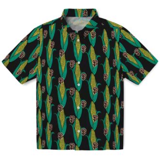 San Francisco Giants Black Green Hawaiian Shirt - Tropical Corn Print MLB Fan Apparel