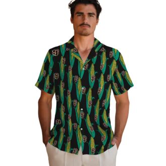 San Francisco Giants Black Green Hawaiian Shirt - Tropical Corn Print MLB Fan Apparel