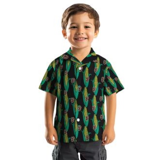 San Francisco Giants Black Green Hawaiian Shirt - Tropical Corn Print MLB Fan Apparel
