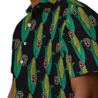 San Francisco Giants Black Green Hawaiian Shirt - Tropical Corn Print MLB Fan Apparel