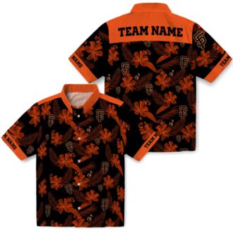 San Francisco Giants Black Hawaiian Shirt - Personalized Botanical Print MLB Game Day Shirt